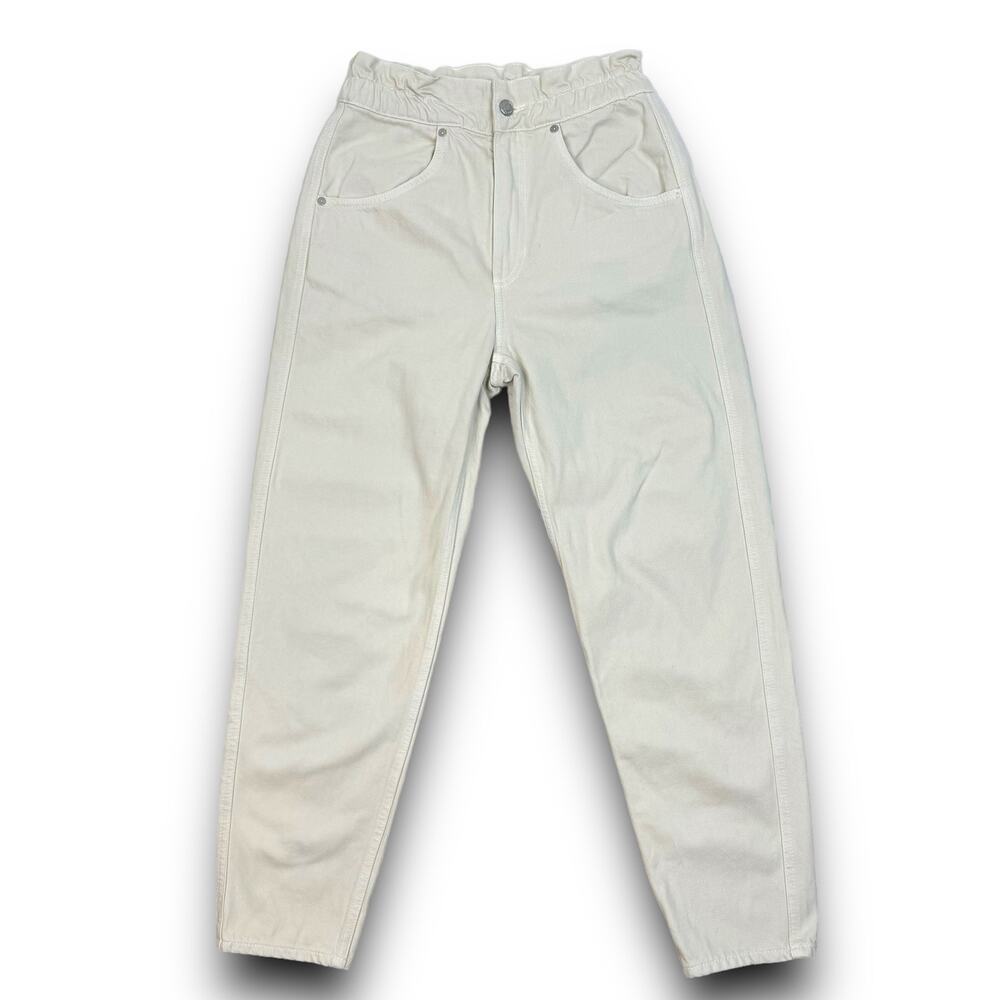 Weekday Paperbag Jeans High Rise Waist Tapered Leg Ankle Length Cream Size 4 US